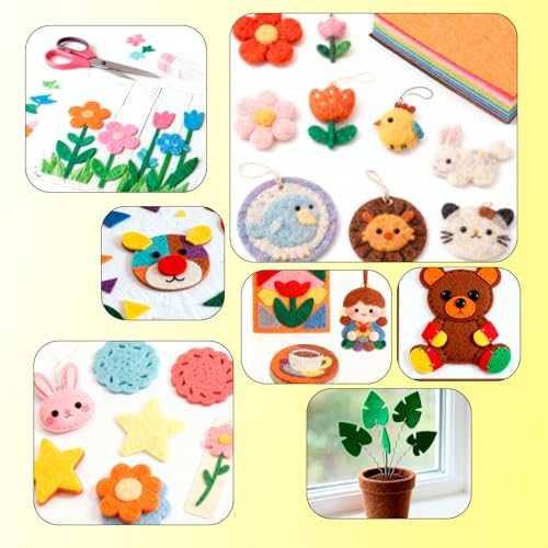 120 Pcs Craft Felt Sheets, 40 Colors 4 x4 Inch Felt Fabric DIY Crafts
