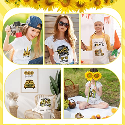 30 Pcs Sunflower Iron on Transfers Cute Patches Flower Appliques for T Shirts Spring Iron on Decals Heat Transfer Sticker for Clothes Bag Pillow Covers DIY Decorations