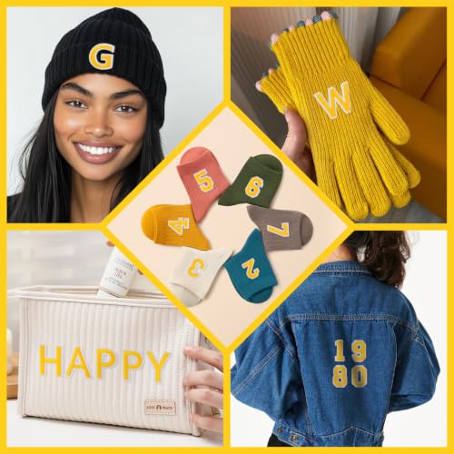 72 Pcs Iron On Letters & Numbers Patches for Tote Bags Hats Clothing Yellow - color: Yellow, size: Letters & Numbers
