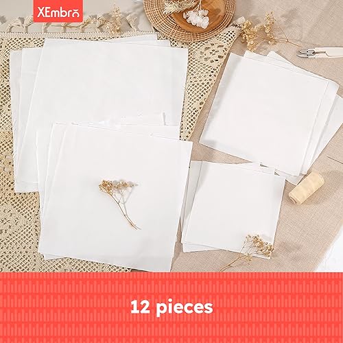 12 PCS White Embroidery Fabric, Pre-Cut Natural Cotton Embroidery Cloth Fabric, 4 Sizes Embroidery Cloth Squares for Embroidery Garment Craft (5.9 to 11.8inch) - color: White, size: 5.9 to 11.8 inch