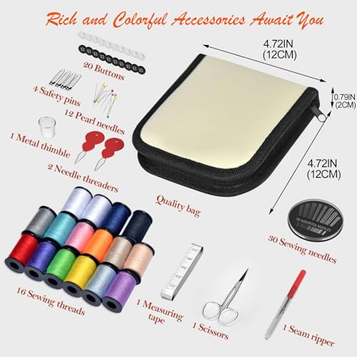 Sewing Kit Gifts for Grandma, Mom, Friend, Traveler, Adults, Beginner, Emergency,Sewing Supplies Accessories with Scissors,Sewing Needles Thimble, Thread,Tape Measure etc (Very Light Mocha Brown, S) - color: Very Light Mocha Brown, size: 1 Pack