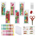 FREEBLOSS 6 Set 11CT Cross Stitch Bookmarks Kit Books Theme Stamped Cross Stitch Kit DIY Embroidery Bookmark Set with Instruction for Adults Beginners Gift for Reading Enthusiasts 20x6cm/8x2.4inch - style: Spine