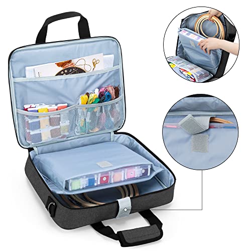 LUXJA Embroidery Project Bag, Embroidery Kits Storage Bag (Bag Only), Black - color: Black