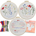 Flowers Embroidery Kits for Adults - Stamped Beginner Hand Embroidery - color: 3 Flowers