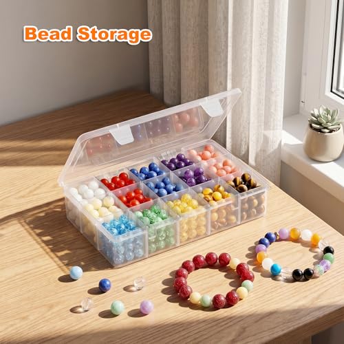 2 Pack 15 Grids Clear Organizer Box with Dividers, 10.4 x 7.1 x 2.2 in - color: 2 Pack, size: 15 Grids(10.4 x 7.1 x 2.2 inch)