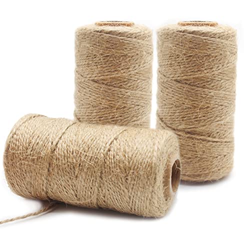 Anvin 984 Feet Cotton Twine Natural Jute Twine Packing Twines Bakers Twine Kraft Twine Wrapping Butchers Baking Arts and Crafts Gardening(Pack of 3, 10 Ply 2mm Thick) - color: Jute