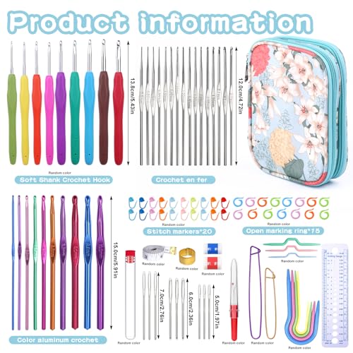 Mayboos 96 Pack Crochet Hooks Set, Ergonomic Crochet Hooks Weave Yarn Kits - size: 96 Pack