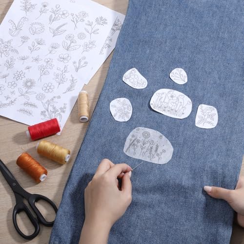 72PCS Water Soluble Embroidery Patterns, Stick and Stitch Paper