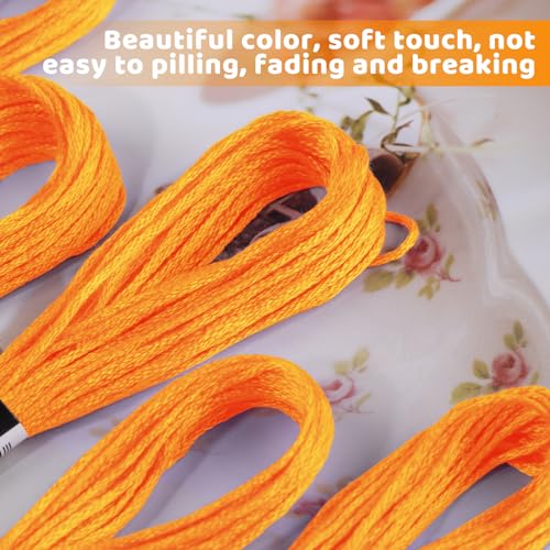 14 Skeins Embroidery Floss, Orange Cotton Embroidery Thread - color: Orange