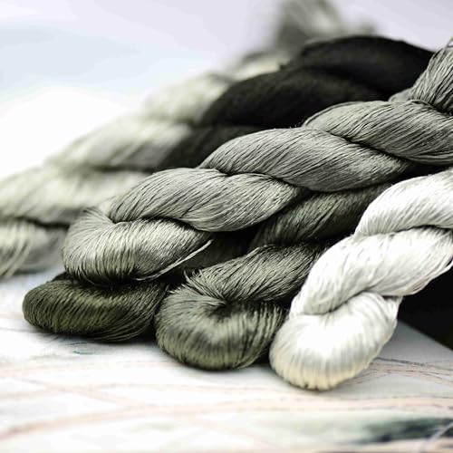Natural Silk Thread – 6 Colors, 110m Each, Hand-Dyed Premium Silk Floss for Fine Embroidery, Needlepoint, and Handcrafts - color: 02