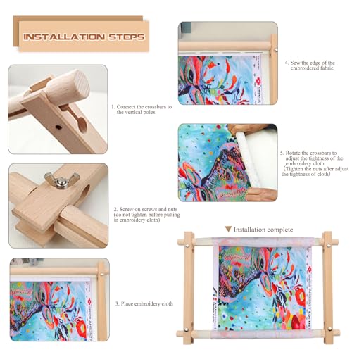 MUFEKUM Beech Wood Embroidery Tapestry Scroll Frame 17"x12" - style: 17"x12"