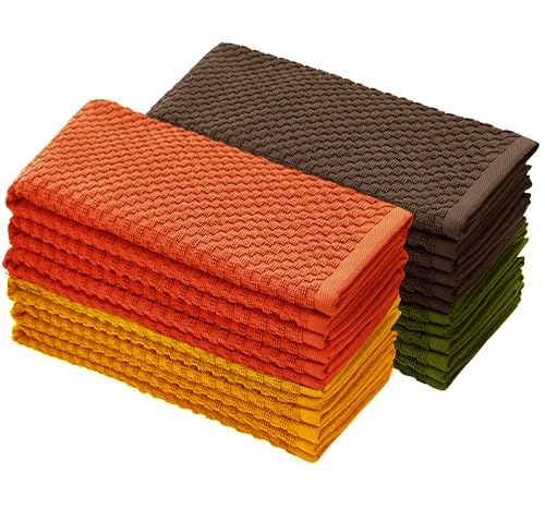 COTTON CRAFT Amazing Kitchen Towel - 12 Pack 100% Cotton Waffle Terry Towel - color: Harvest Multi, size: 12 Pack