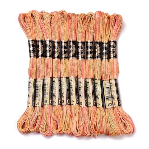 10 Skeins Sandy Brown 0.5mm 6-Ply Polyester Embroidery Floss Cross Stitch Threads Segment Dyed Gradient for DIY Craft Hand Sewing Knitting DIY Crafts Jewelry Making 8.75 Yards(8m)/Skein - color: Sandy Brown