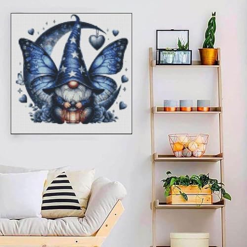 Gnome Stamped Cross Stitch Kits Flower Cross Stitch Patterns,Dimensions Cross Stitch Kits Embroidery Kit Arts and Crafts for Beginners 13.7x13.7 inch - color: D003