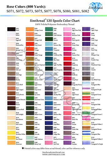 Simthread Embroidery Thread with Storage Box - 800 Yards/Spools - color: Rose Colors