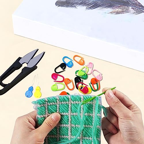 Allazone 45 PCS Mesh Plastic Canvas Sheets Kit, 3 Shape Clear Plastic Canvas, 12 Color Acrylic Yarn for DIY Crafts Embroidery Cross Stitch, Acrylic Yarn Crafting, Knit and Crochet Projects - color: 45 PCS - Yarn Grid 3