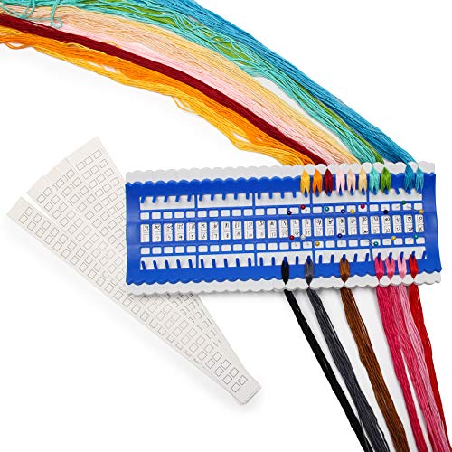 Luxiv 50 Position Embroidery Floss Organizer, Thread Shelf with 15P Card - color: Blue, size: 50 Positions