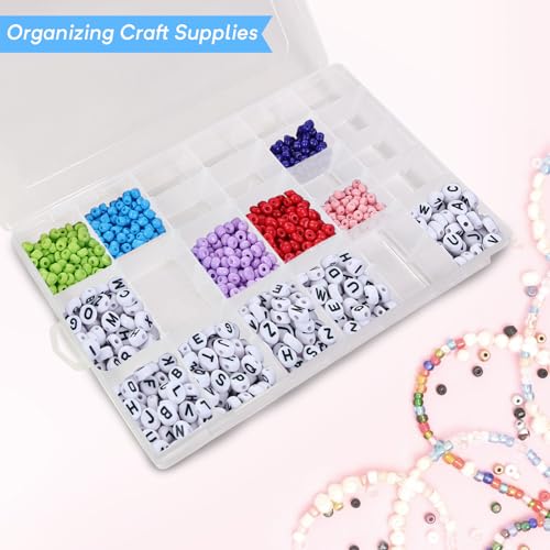 Guyuyii 2 PC 36 Grid Clear Bead Storage Containers with Adjustable Dividers - size: 2 Pack 36 Compartments