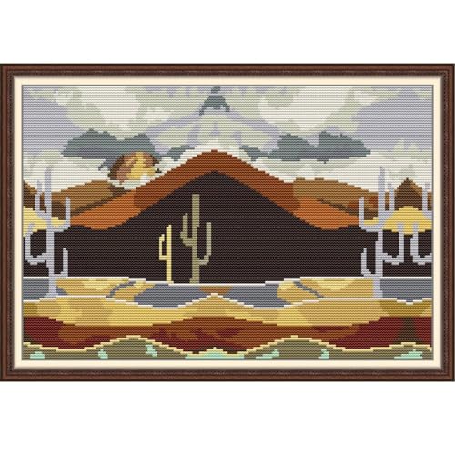Svarog 14CT Stamped Cross Stitch Kit for Beginners - Easy & Stylish DIY Embroidery with Simple Patterns, Ideal for Women’s Relaxation | Yellow Sand Desert | 15.8 x 11 inch - color: Yellow sand desert 15.8 x 11 inch