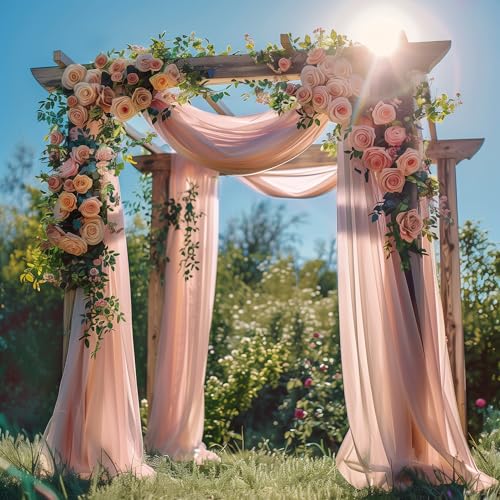 Wedding Arch Draping Fabric 1 Panel Dusty Rose Sheer Backdrop Drapes - color: Dusty Rose, size: 1 Panel