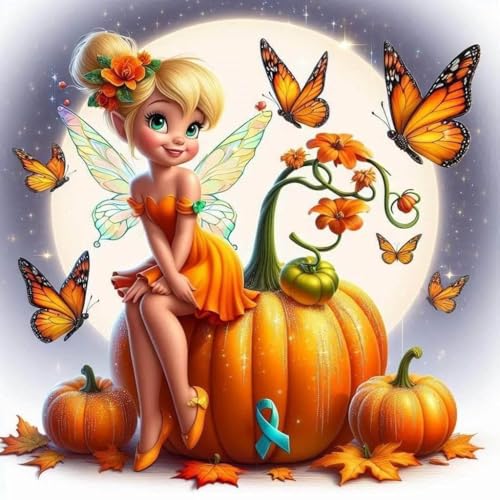Dugsmgd Fall Diamond Art Kits for Adults, Diamond Painting Kits 12x12inch - color: Girl and Pumpkin