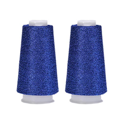 Truevalue 2 Balls Accessory Lurex Yarn, Shining Glitter Metallic Knitting-in Yarn, Sparkle Thread for Knitting and Crochet Sweater Shawl 5000 Yards (Sapphire Blue) - color: Sapphire Blue