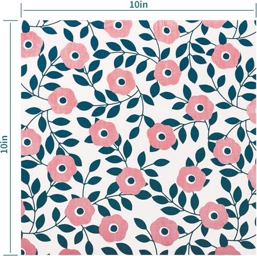 Aubliss 50pcs 100% Cotton Fabric Bundle 10" x 10" PreCut Fat Squares Sheets - color: Floral, size: 50PCS 10" x 10"