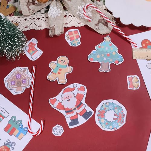 GLOBLELAND 4 Sheets Christmas Colorful Water Soluble Embroidery Pattern - color: Christmas Cartoon