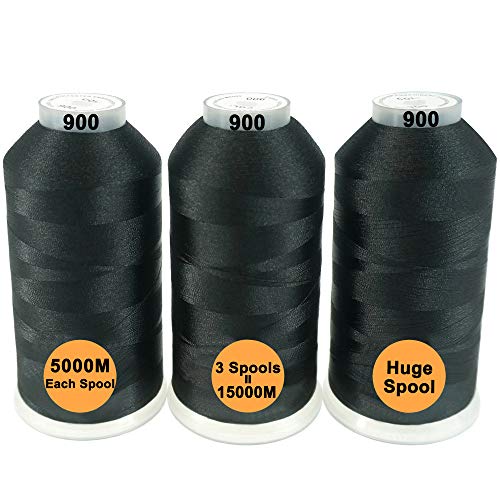New brothread Huge Spools Embroidery Machine Thread -3xBlack - color: 3xBLACK