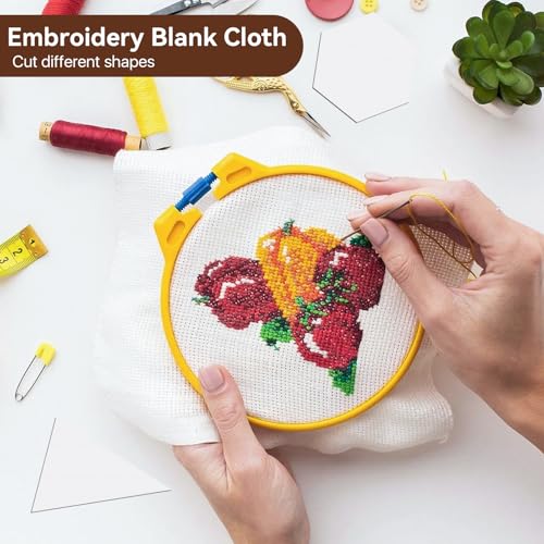 4 Pcs Needlepoint Canvas 14-Mesh, 20x20 Inch White Needle Point Canvas for Embroidery, Blank Polyester-Cotton Twist Interlock Needlepoint Mesh for DIY Handicraft Knit Crochet Projects