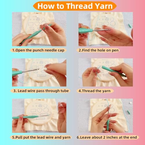 DIY Punch Needle Kits Cute Puppy Golden Retriever Dog with Hoop 20x20cm-1