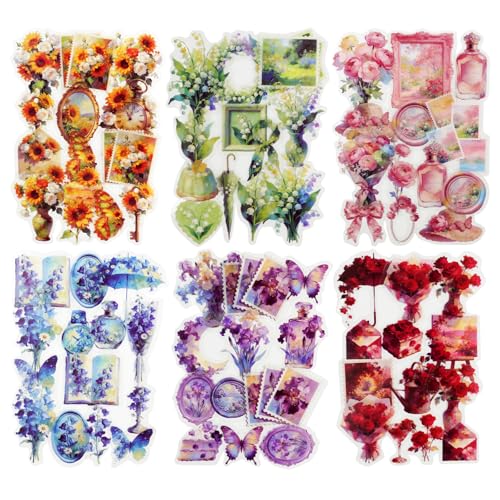120 Pcs Vintage Floral Stickers for Scrapbooking and Journaling - color: Floral Dream