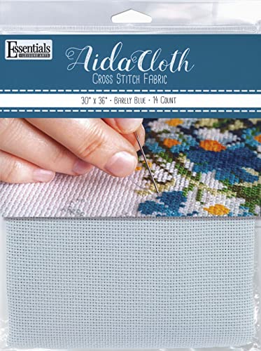 Essentials By Leisure Arts Aida Cloth, 14 Count, Barely Blue Cross Stitch Fabric, Embroidery Fabric, Cross Stitch Supplies for Crafting, Stitching, and Sewing Projects 30X36
