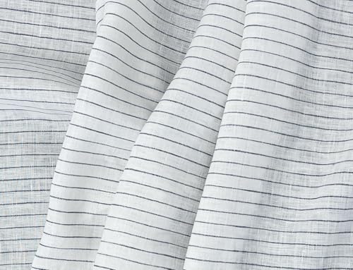 100% Linen Fabric – Lightweight Prewashed – Horizontal Stripe Patterns – Precut Style – Soft & Breathable – 52” Width – by The Linen Lab (Blue 6208, 3 Yard pre Cut) - color: Blue 6208, size: 3 yard pre cut