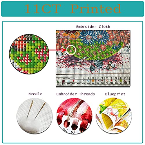 Tiwabb Gnome Flower Stamped Cross Stitch Kits for Adults Beginners - color: Gnome Flower - 105