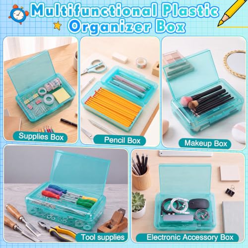 Blulu 6 Pack Double Layer Pencil Boxes Large Capacity,Teal - color: Teal