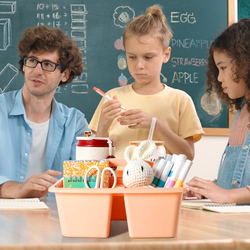 6 Pack Plastic Classroom Organizer Caddy with Handle, Morandi - color: Morandi