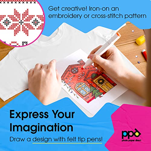 PPD 100 Sheets 8.5x11" Iron-on Heat Transfer Vinyl Paper Light Fabrics - size: 8.5 x 11, style: Light (100 Sheets)
