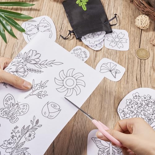 Magibeads 60Pcs Flower Butterfly Water Soluble Stabilizer for Embroidery Floral Patterns Adhesive Stick and Stitch Embroidery Transfer Paper for Hand Sewing Beginners - color: Flower & Butterfly