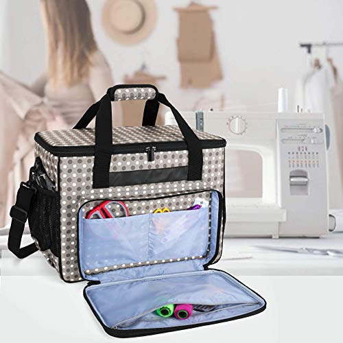Teamoy Sewing Machine Case, Carrying Tote Bag Storage Organizer, Gray Dots - color: Gray Dots