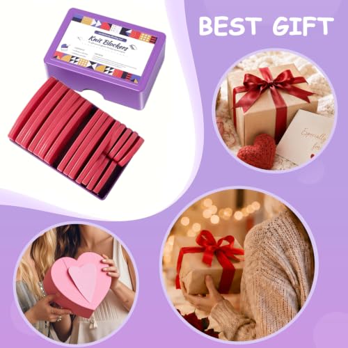 20Pcs Knit Blockers Pins Kit, Knit Blocking Combs for Crochet Knitting Blocking Board Mats, Crochet Blocking Pins for Crochet Projects Sewing Lace Needlework Projects Tool-Red - color: Red