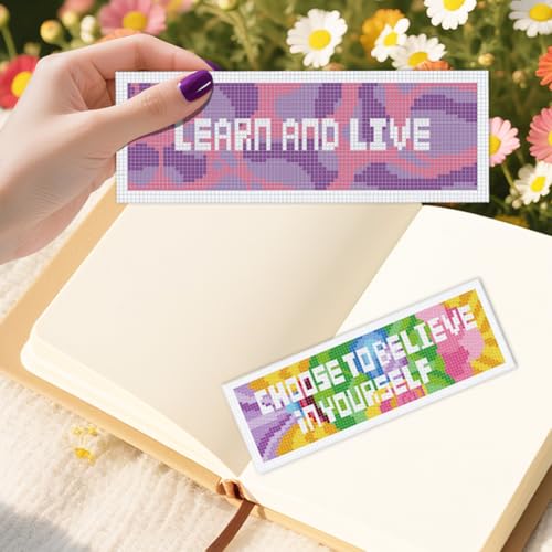 INFUNLY 6PCS Motivational Words Cross Stitch Bookmark Kit for Adults Inspirational Cross Stitch Kits DIY Crossstitch Kits Texts Stamped Embroidery Bookmark Kit with Instructions for Book Lovers - style: Inspirational Words