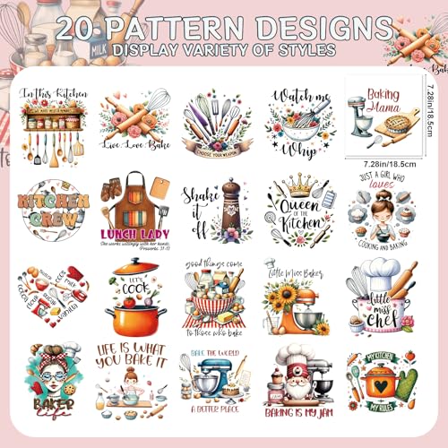 Dtf Transfers Ready to Press - 20Pcs Kitchen Queen Iron on Transfers for Tshirts, Baker Lovers Sarcastic Quotes Iron on Decals Patches, Cook Chef Bake Theme Heat Stickers for DIY Clothes - color: Kitchen Queen478