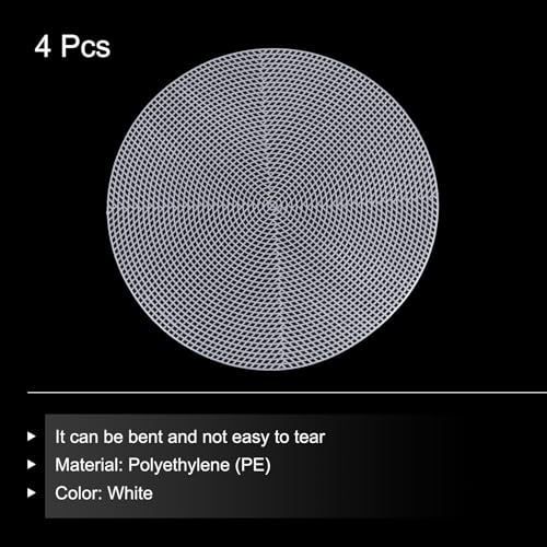 MECCANIXITY 4pcs 15" Plastic Mesh Canvas Sheet 5 Count Round Needlepoint Blank Canvas for Embroidery Knit Crochet Acrylic Yarn Crafting, White - size: 15"