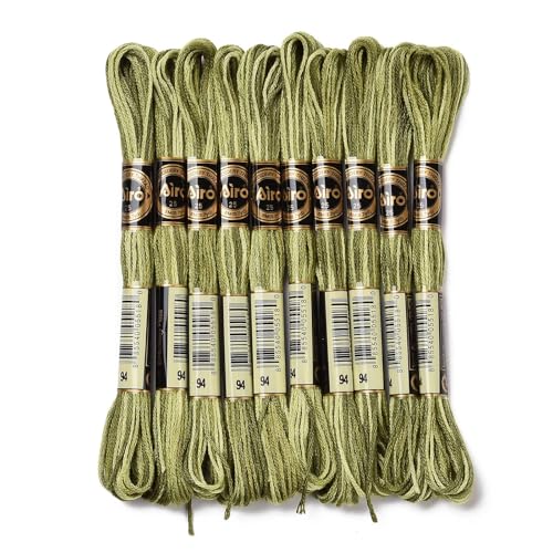10 Skeins Olive Drab 0.5mm 6-Ply Polyester Embroidery Floss Cross Stitch Threads Segment Dyed Gradient for DIY Craft Hand Sewing Knitting DIY Crafts Jewelry Making 8.75 Yards(8m)/Skein - color: Olive Drab