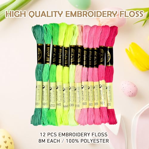 Premium Rainbow Color Embroidery Floss - Cross Stitch Threads - Friendship Bracelets Floss - Crafts Floss - 12 Skeins Per Pack Embroidery Floss,Rainbow Warm-Tone Mixed Color - color: Rainbow Warm-Tone Mixed Color