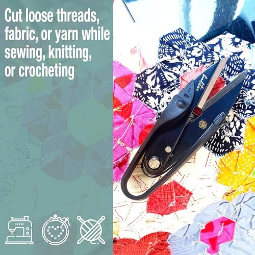 Beaditive Premium Thread Snips - Thread, Yarn, Embroidery Snipper for Sewing, Quilting, Knitting, Jewelry Making - High-Carbon Steel Blades with Protective Cap and Lanyard - color: Black