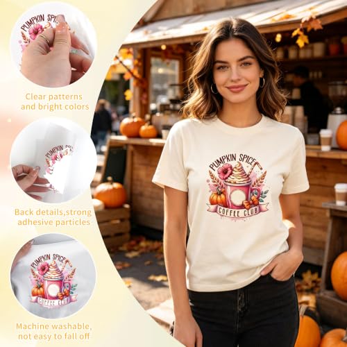 20 Pcs Fall Halloween Iron on Transfers for T Shirts - color: Autumn Watercolor