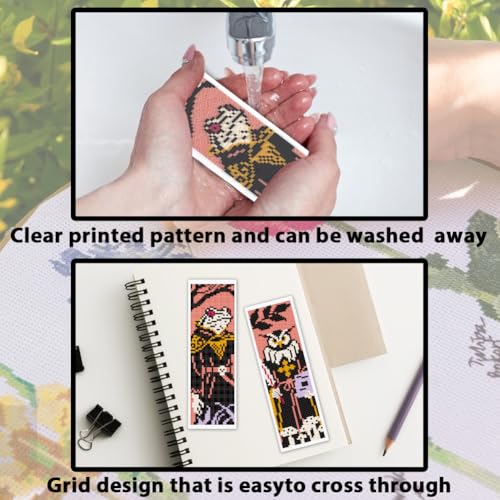 ACRNIGHEET 6PCS Cross Stitch Bookmark Kit for Beginner Stamped Cross Stitch Kits for Adults Gothic Animals DIY Embroidery Bookmark Kits Needlepoint Kit with Instructions Hand Craft Gift 8.5''x3'' 11CT - style: Gothic Animals Patterns