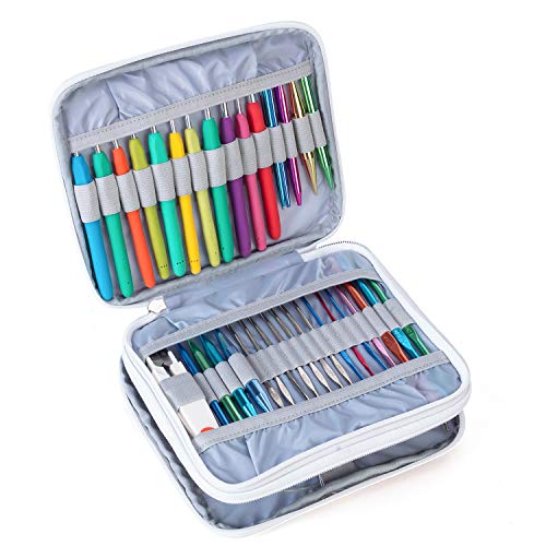 Teamoy Crochet Hook Organizer Case, Empty Crochet Hook Holder, Cats Pink - color: Cats Pink